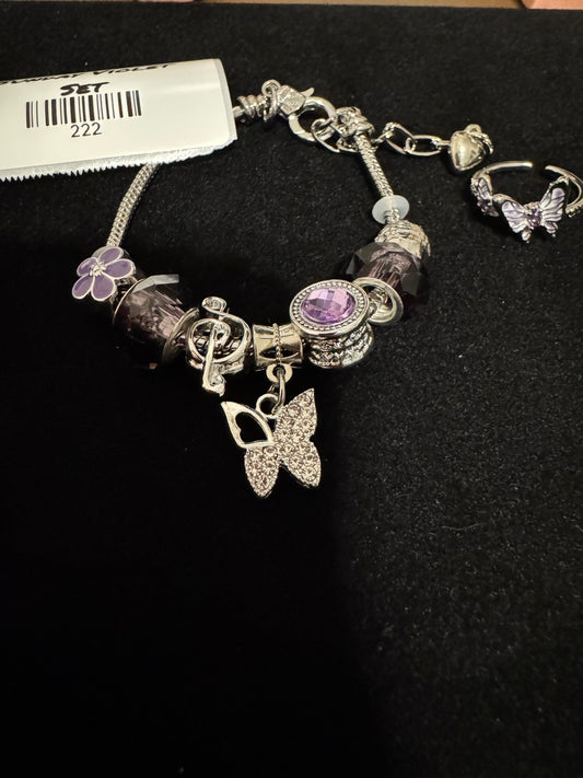 Sunday Violet set (Adjustable Ring)