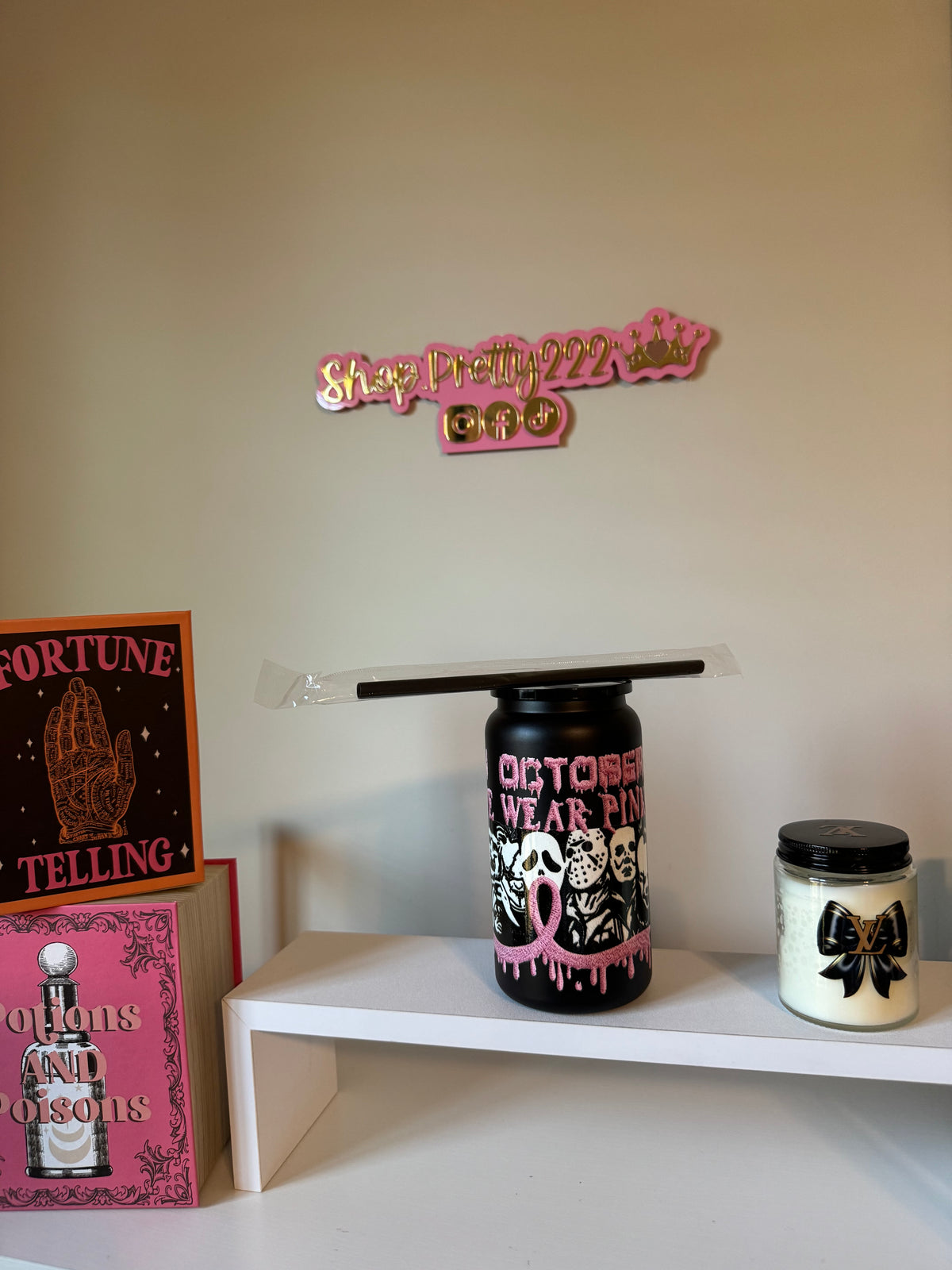 Halloween cup- October Breast cancer awareness